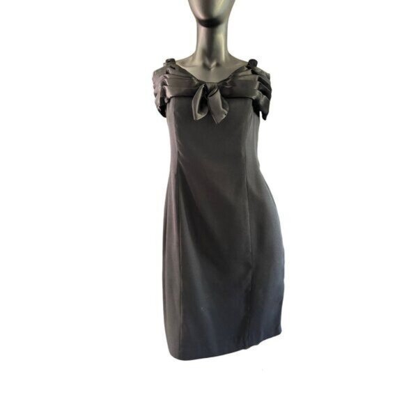 Betsy & Adam Off-Shoulder Black Cocktail Dress With Bow Detail Vintage - Picture 11 of 12